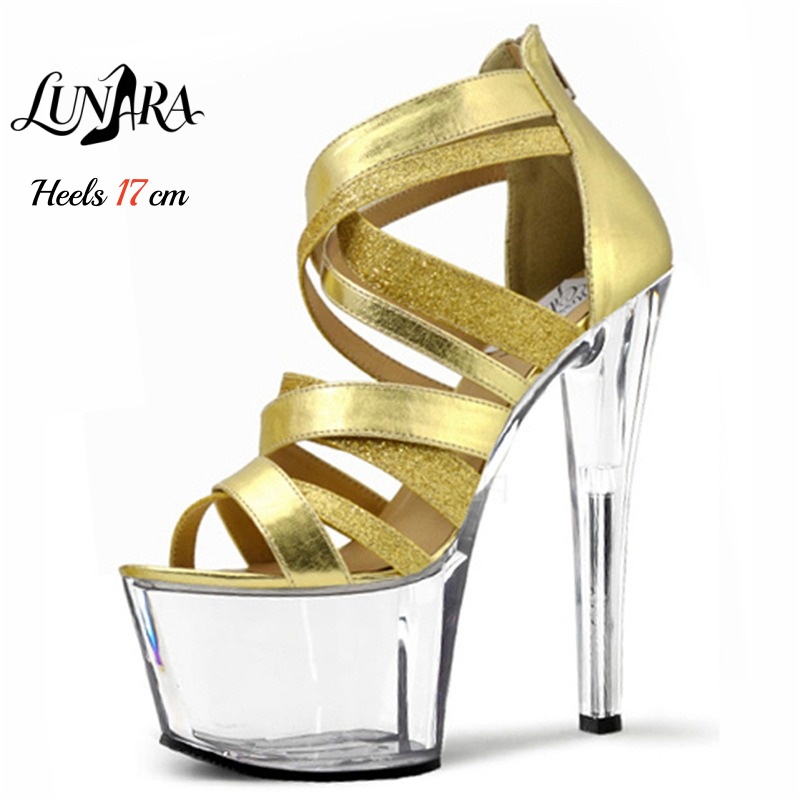 Sandal Strappy Heeled - صنادل ذهبية معدنية بطول 17 سم/7