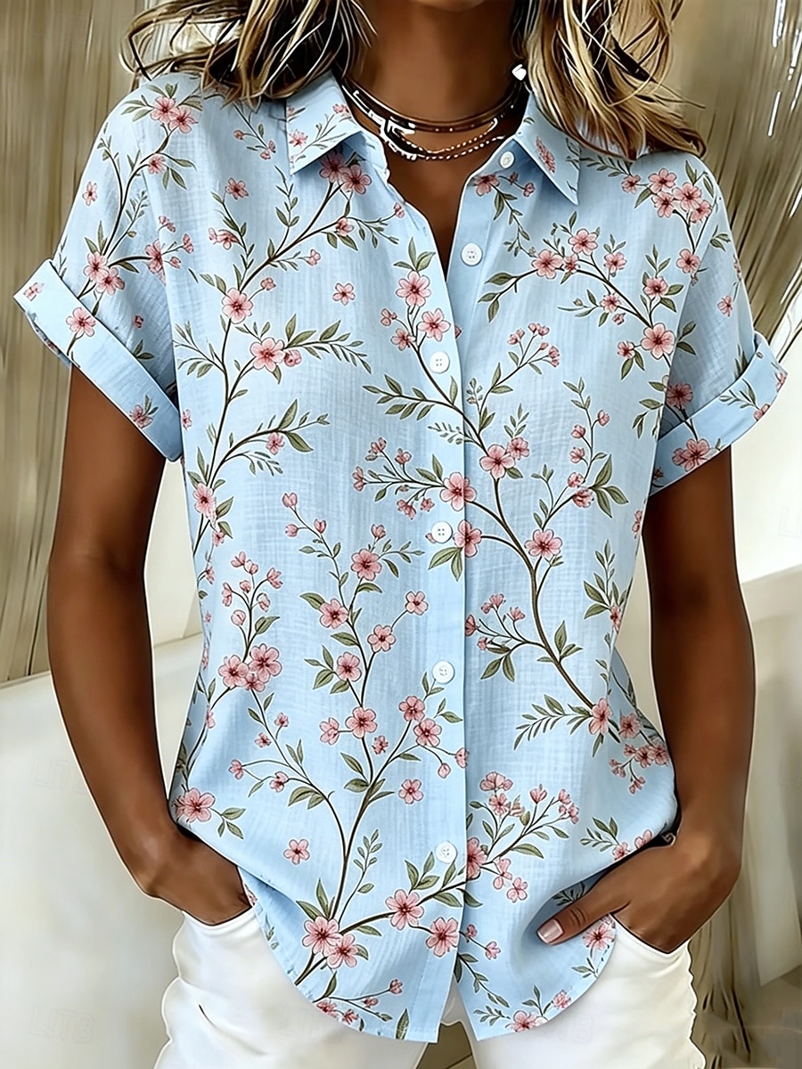 قميص نسائي بيج مزين بطباعة زهو - مراجعة Romper Floral Print وسعره