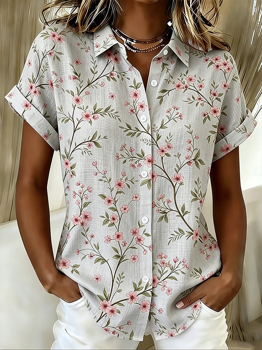 قميص نسائي بيج مزين بطباعة زهو - مراجعة Romper Floral Print وسعره