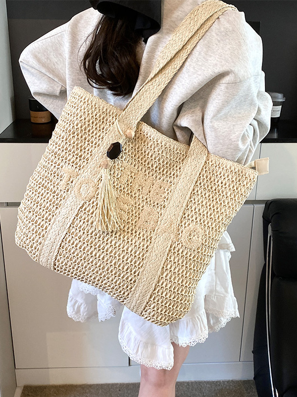 حقيبة يد نسائية كبيرة السعة مص - مراجعة Crochet Bag Raffia وسعره