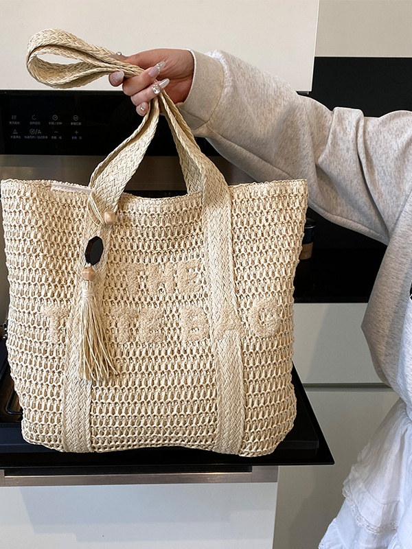 حقيبة يد نسائية كبيرة السعة مص - مراجعة Crochet Bag Raffia وسعره